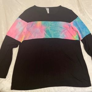 Large Heimish Black & Tie Dye Top